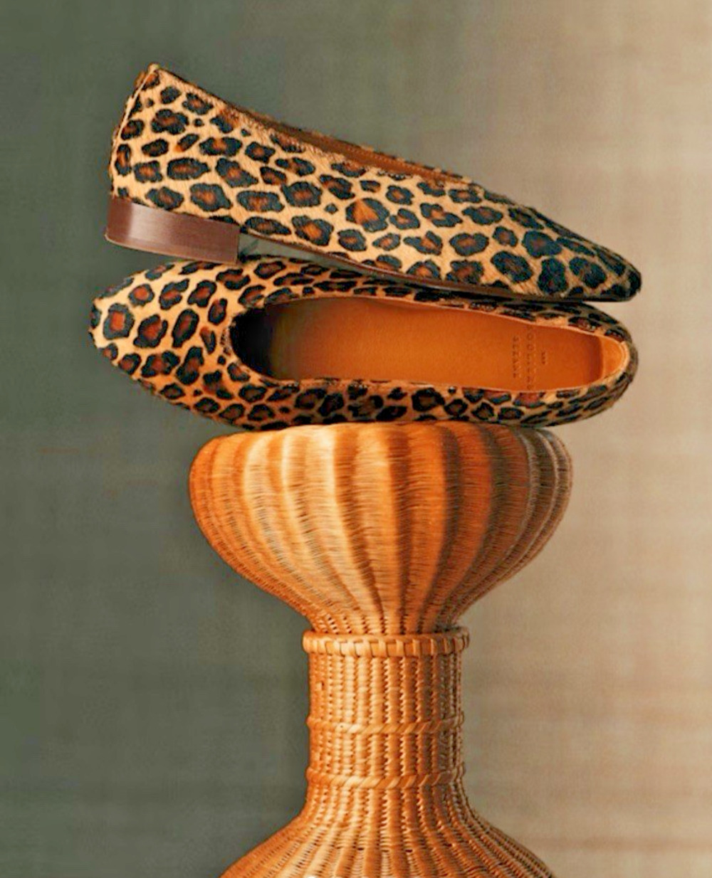 Sezane Leopard Print Flats in Tan and Black